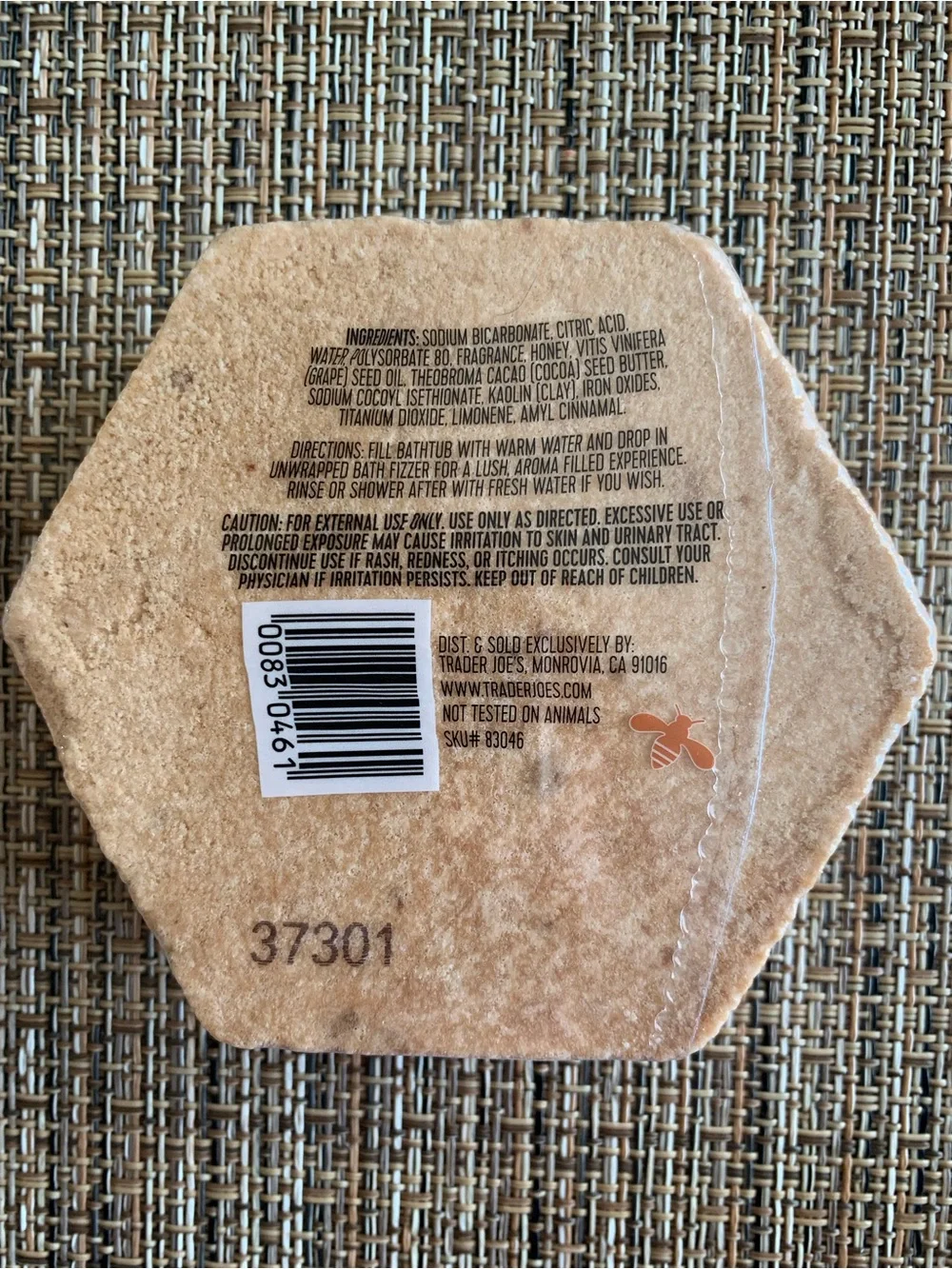 Trader Joe's Honey Hydration Bath Fizzer Bars